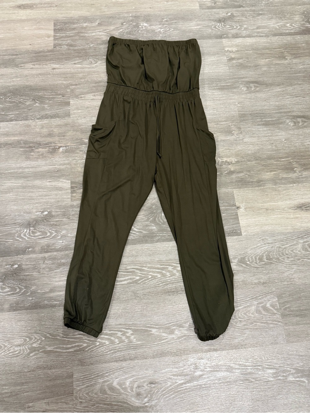 shosho Olive Strapless Utility Jumpsuit